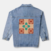 Turquoise Zia Tribal Brown Tan Denim Jacket (Achterkant)