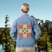 Turquoise Zia Tribal Brown Tan Denim Jacket