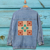 Turquoise Zia Tribal Brown Tan Denim Jacket
