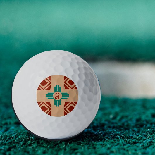 Turquoise Zia Tribal Brown Tan Golfballen