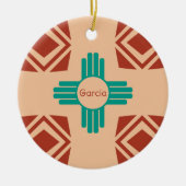Turquoise Zia Tribal Brown Tan Keramisch Ornament (Voorkant)