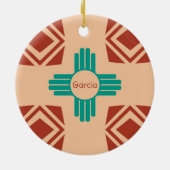 Turquoise Zia Tribal Brown Tan Keramisch Ornament (Achterkant)