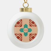 Turquoise Zia Tribal Brown Tan Keramische Bal Ornament (Voorkant)