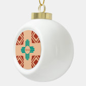 Turquoise Zia Tribal Brown Tan Keramische Bal Ornament (Rechts)