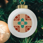 Turquoise Zia Tribal Brown Tan Keramische Bal Ornament