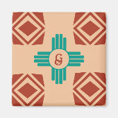 Turquoise Zia Tribal Brown Tan Magneet (Voorkant)
