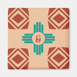 Turquoise Zia Tribal Brown Tan Magneet