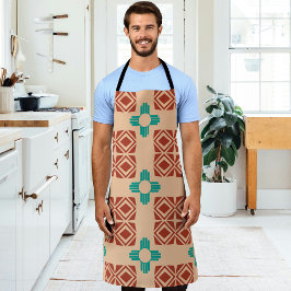 Turquoise Zia Tribal Brown Tan Schort