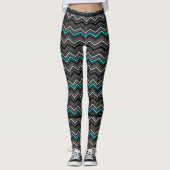 Turquoise Zig Zag met Black Striping... Dysautonom Leggings (Voorkant)