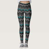 Turquoise Zig Zag met Black Striping... POTS Leggings (Voorkant)