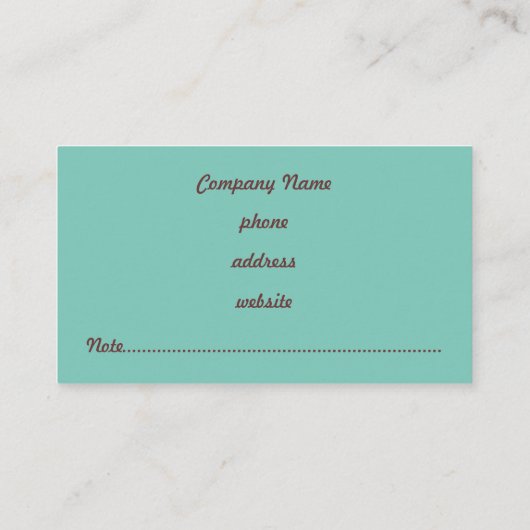Turquoise Zig Zag Visitekaartje (Achterkant)