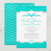 Turquoise Zigzag Bridal Shower Invitations Kaart (Voorkant / Achterkant)