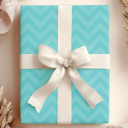 Turquoise Zigzag Moderne Chic Cadeaupapier