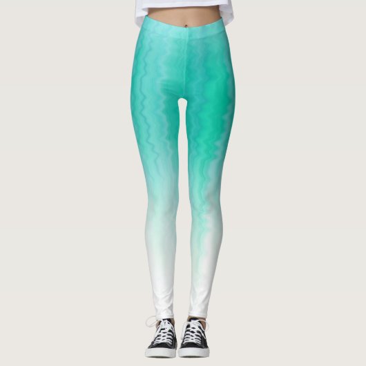 Turquoise Zigzag Pattern Leggings (Voorkant)