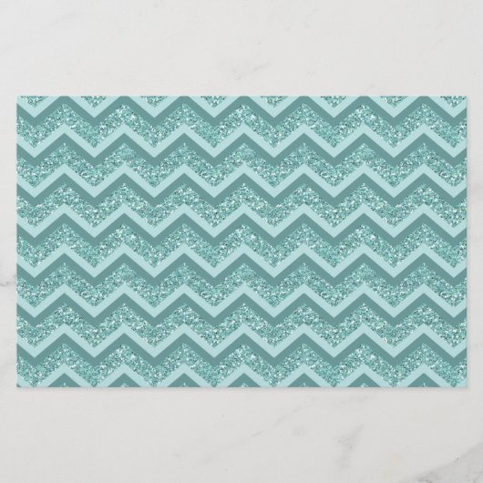 turquoise zigzagpatroon met glitter briefpapier (Voorkant)