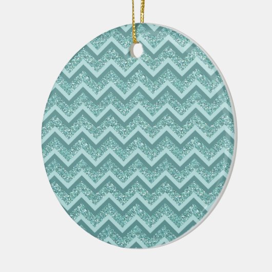 turquoise zigzagpatroon met glitter keramisch ornament (Links)