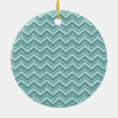 turquoise zigzagpatroon met glitter keramisch ornament (Achterkant)