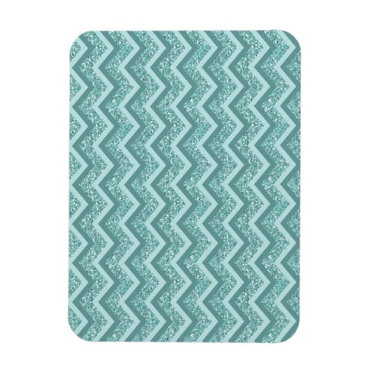 turquoise zigzagpatroon met glitter magneet (Verticaal)