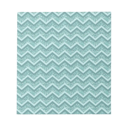 turquoise zigzagpatroon met glitter notitieblok (Voorkant)