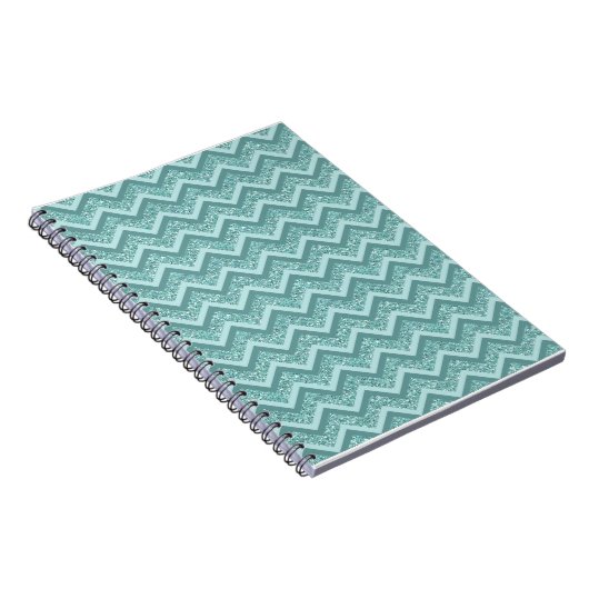 turquoise zigzagpatroon met glitter notitieboek (Rechterzijde)