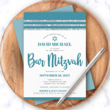 Turquoise Zilver Bar Mitswa Tallit Eenvoudig Moder