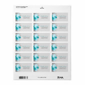 Turquoise Zilver Bloemen Bruiloft Retouradres Etiket (Full Sheet)