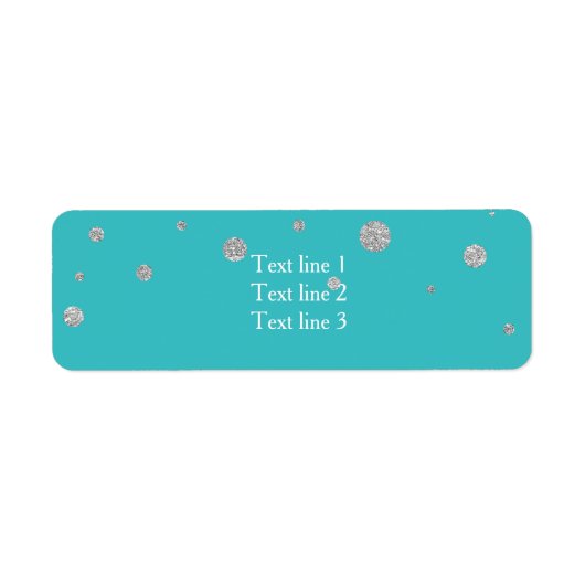 Turquoise & Zilver Glitter Adreslabels Kaart Etiket (Voorkant)