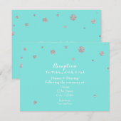 Turquoise & Zilver Glitter Confetti Ontvangst Informatiekaartje (Voorkant / Achterkant)