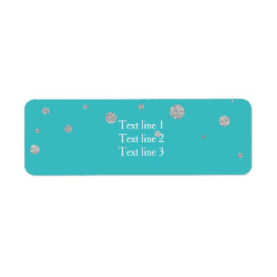 Turquoise & Zilver Glitter Kaart Adreslabels Etiket