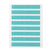 Turquoise Zilver Glitter Modern Chique Glans Feest Omwikkelbaar Adreslabel (Vel)