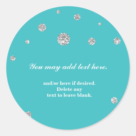 Turquoise & Zilver Glitter Moderne Sticker met Sti (Voorkant)