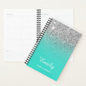 Turquoise Zilver Glitter Ombre Gepersonaliseerd Planner (Display)