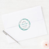Turquoise Zilver Quinceanera Ronde Sticker (Envelop)