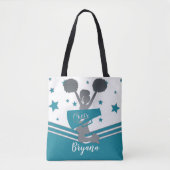 Turquoise Zilver Witte Sterren Juichen Cheerleadin Tote Bag (Voorkant)