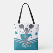 Turquoise Zilver Witte Sterren Juichen Cheerleadin Tote Bag (Achterkant)