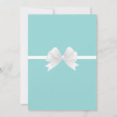 Turquoise & Zilver Witte Strik Bruidsdouche Kaart (Achterkant)