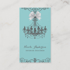 Turquoise Zilver Witte Strik Vintage Glam Modeontw Visitekaartje