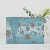 Turquoise Zilveren Bloemen Feest Template Kaart (Staand voorkant)