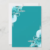 Turquoise Zilveren Bloemen Huwelijk Save the Date Kaart (Achterkant)