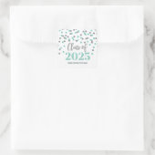 Turquoise zilveren Confetti Afstuderen 2025 Vierkante Sticker (Tas)