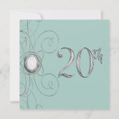 Turquoise Zilveren Diamant 20 20e Verjaardagsfeest Kaart (Achterkant)