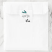 Turquoise Zilveren Draak Save the Date Stickers (Tas)