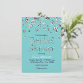 Turquoise Zilveren Glitter Bruiloft Uitnodiging (Staand voorkant)