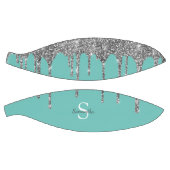 Turquoise Zilveren Glitter Druppels Glans Monogram Basketbal (Panelen)