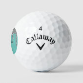Turquoise Zilveren Glitter Druppels Glans Monogram Golfballen (Logo)