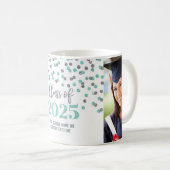 Turquoise zilveren Klasse van 2025 Koffie Mok (Voorkant rechts)