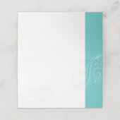 Turquoise zitplaatskaart, Caroline bruiloft Plaatskaartje (Buitenkant ongevouwen)