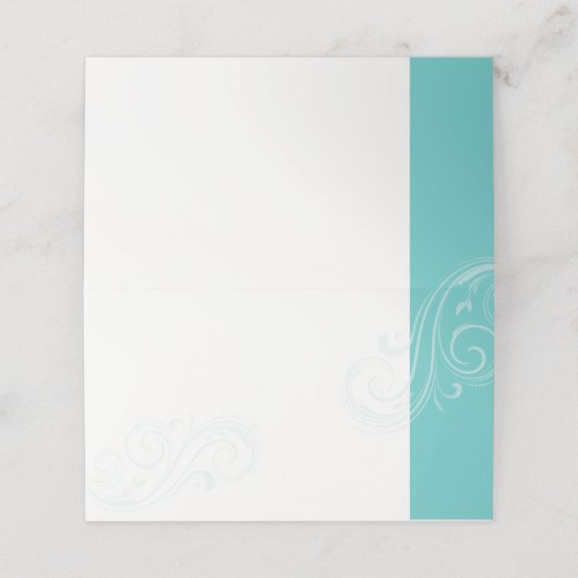 Turquoise zitplaatskaart, Caroline bruiloft Plaatskaartje (Buitenkant ongevouwen)
