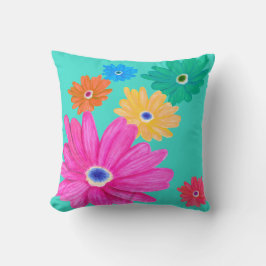 turquoise zomerbloem kussen