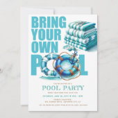 Turquoise Zomerfeest BYO Zwembad Waterverf Kaart (Voorkant)